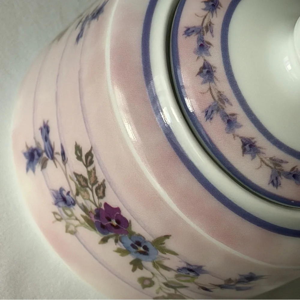 Vintage Porcelain Floral Pink Purple Valerie Pfeiffer Large Retro Y2K Sugar Jar